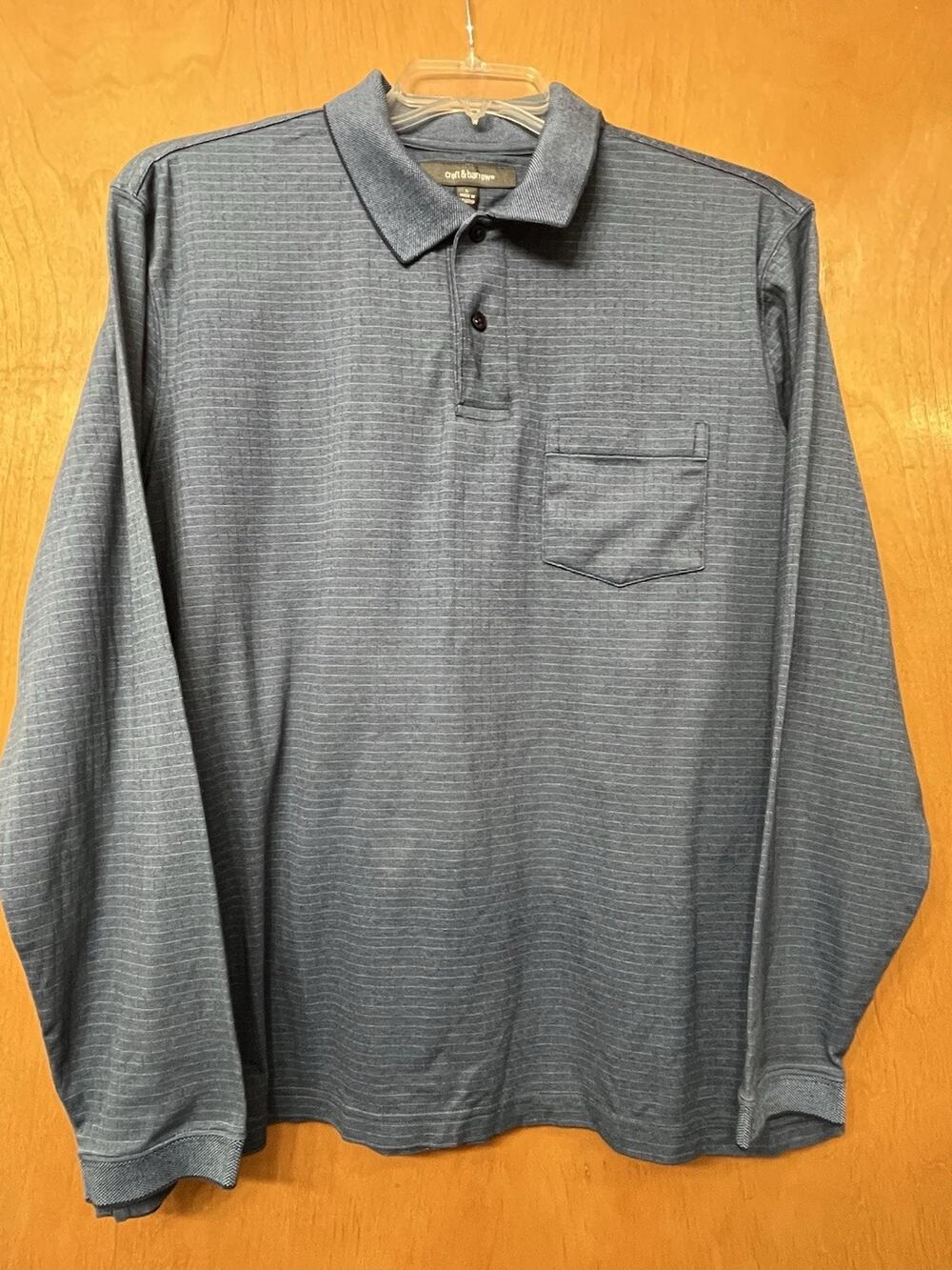 Croft & Barrow Men Blue Classic-Fit Soft Interlock Easy-Care Polo Shirt Sz Large